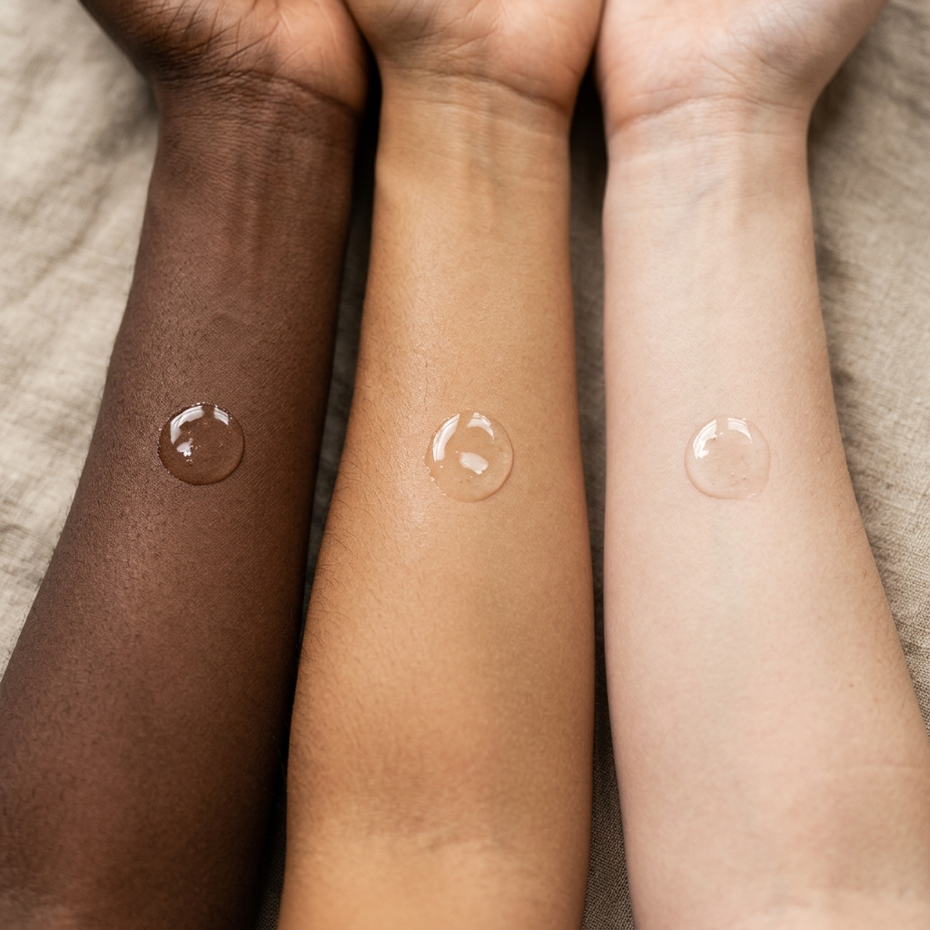 Serum droplet on skin